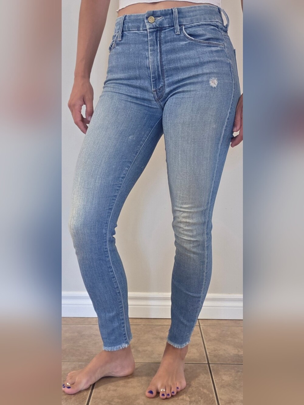 MOTHER JEANS SIZE 26 Light Blue Women's High-Rise Skinny Jeans